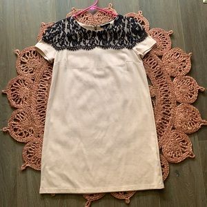 Light pink dress with black lace